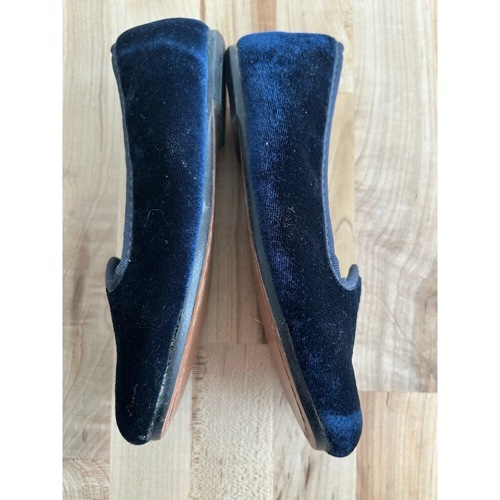 Ralph Lauren Kid’s Blue Velvet Slippers Loafers Slip On Monogram Size 11 EUC